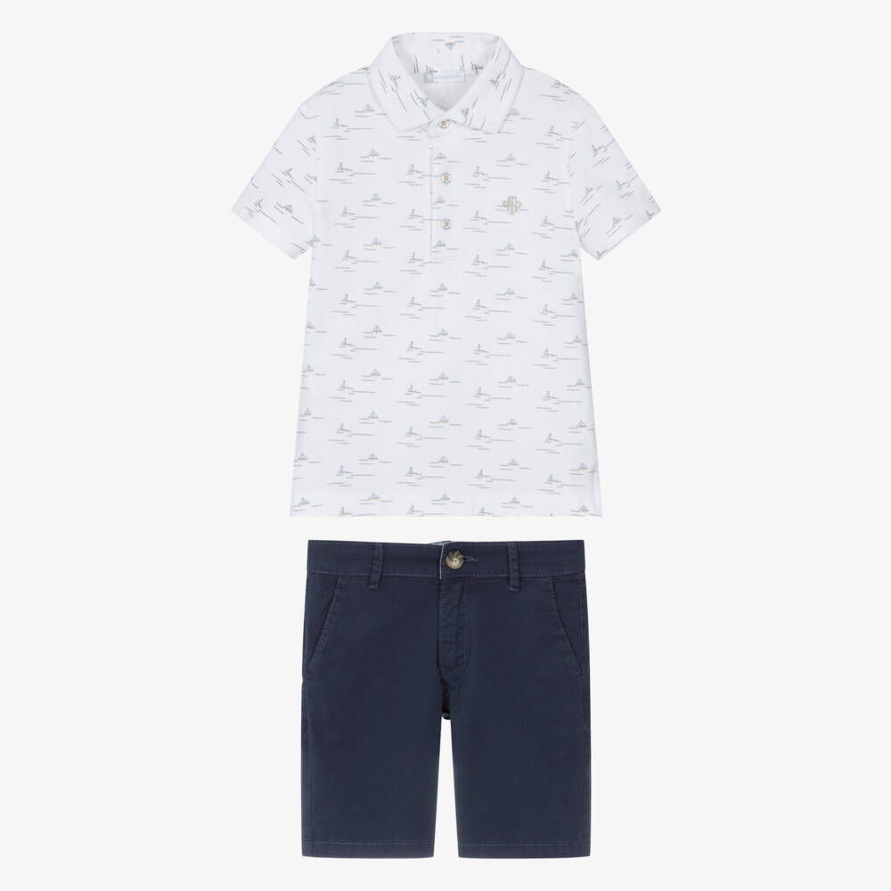 Tutto Piccolo-Boys Nautical White & Navy Ensemble | Childrensalon Outlet