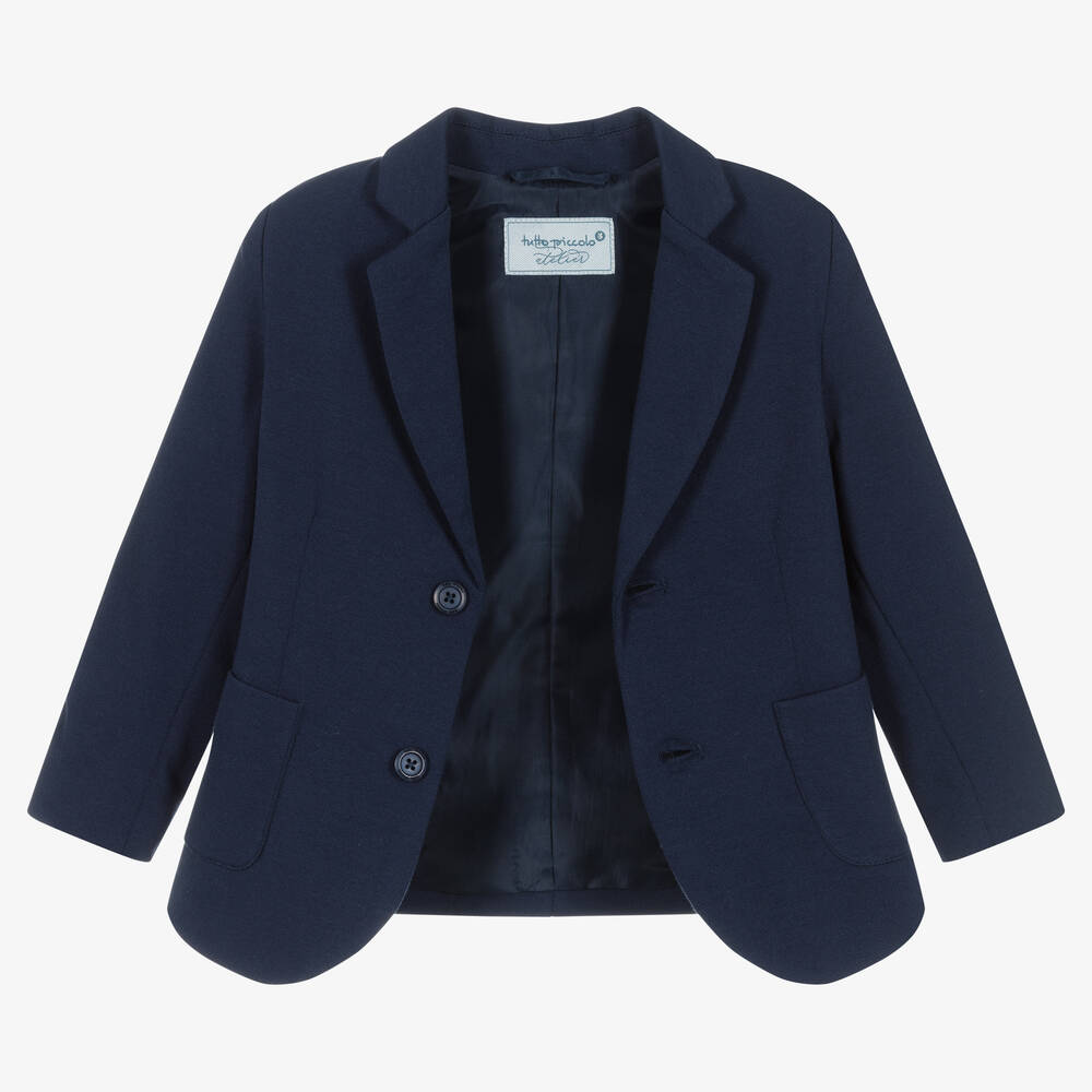 Tutto Piccolo-جاكيت بلايزر مزيج قطن جيرسي لون كحلي للأولاد | Childrensalon Outlet