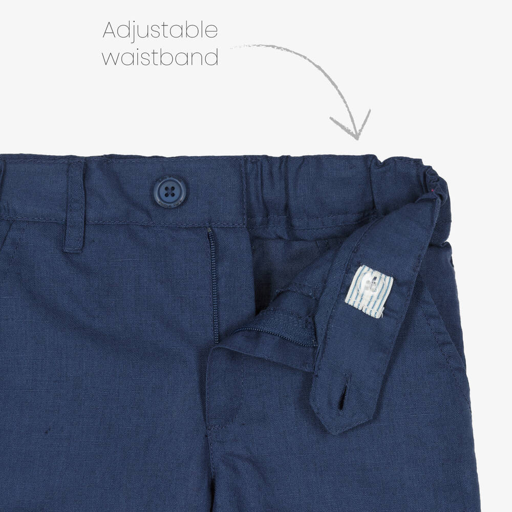 Tutto Piccolo-Boys Navy Blue Linen Shorts Suit | Childrensalon Outlet