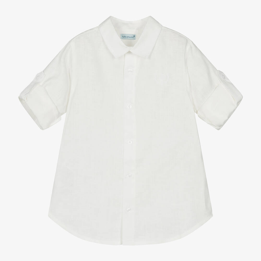 Tutto Piccolo-Boys Navy Blue Linen Shorts Suit | Childrensalon Outlet