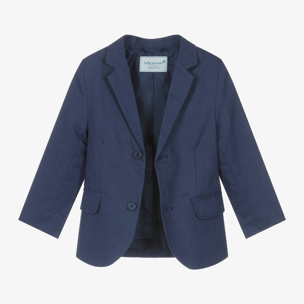 Tutto Piccolo-Boys Navy Blue Linen Shorts Suit | Childrensalon Outlet