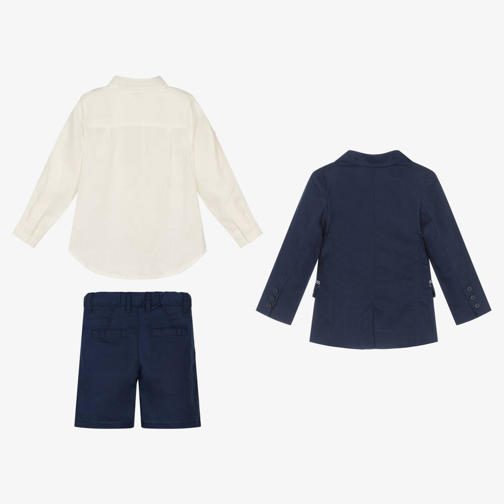Tutto Piccolo-Синий льняной костюм для мальчиков | Childrensalon Outlet