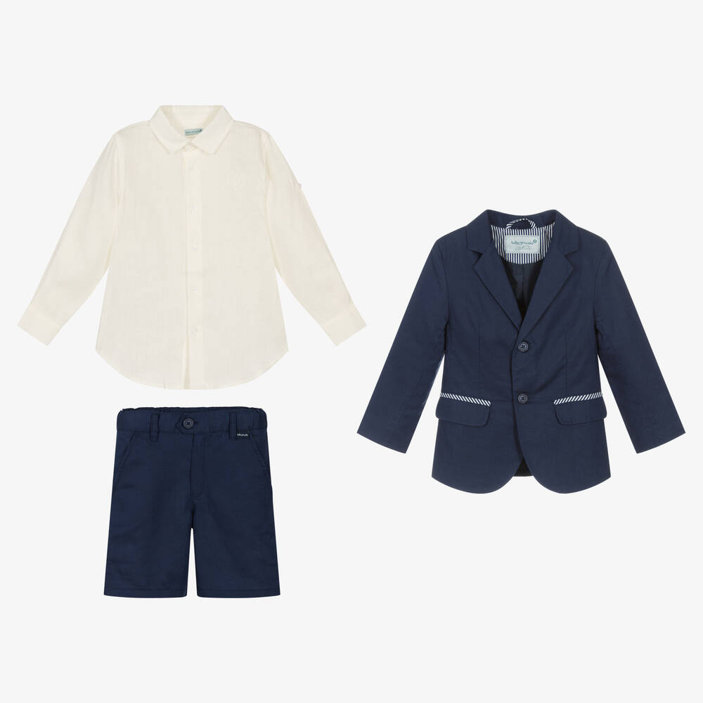 Tutto Piccolo-Синий льняной костюм для мальчиков | Childrensalon Outlet