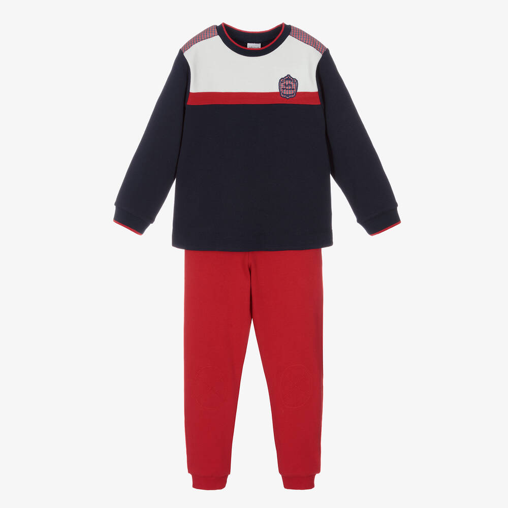 Tutto Piccolo - Boys Navy Blue & Red Tracksuit | Childrensalon