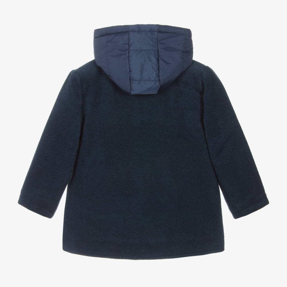 Tutto Piccolo-Boys Navy Ribbed Hooded Overcoat | Childrensalon Outlet