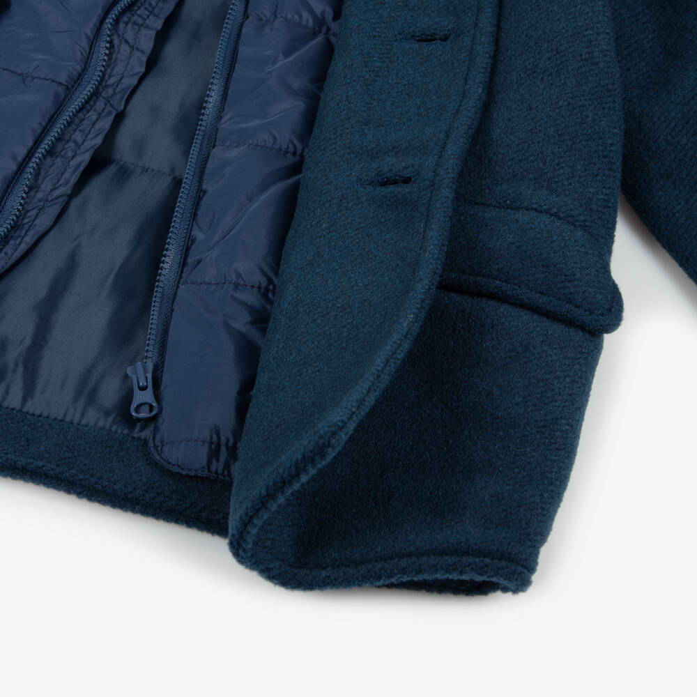 Tutto Piccolo-Boys Navy Ribbed Hooded Overcoat | Childrensalon Outlet