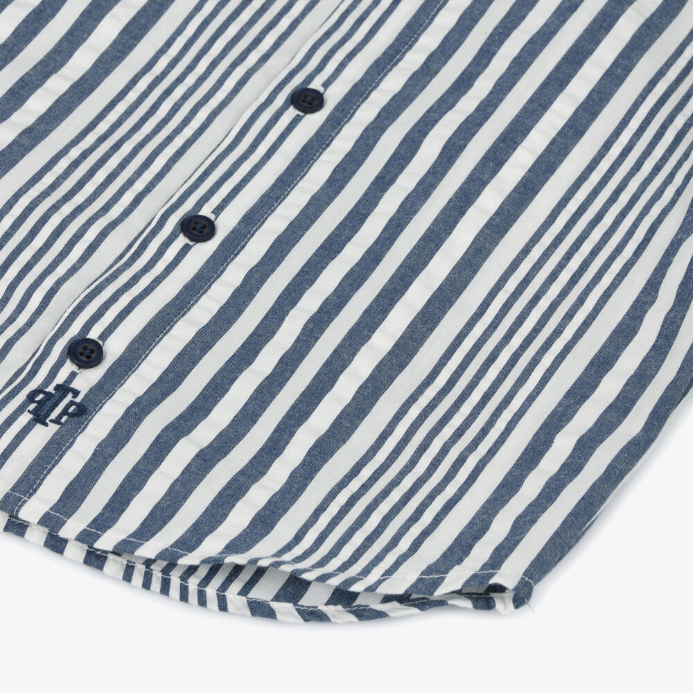 Tutto Piccolo-Boys Navy Stripe Shirt Ensemble | Childrensalon Outlet