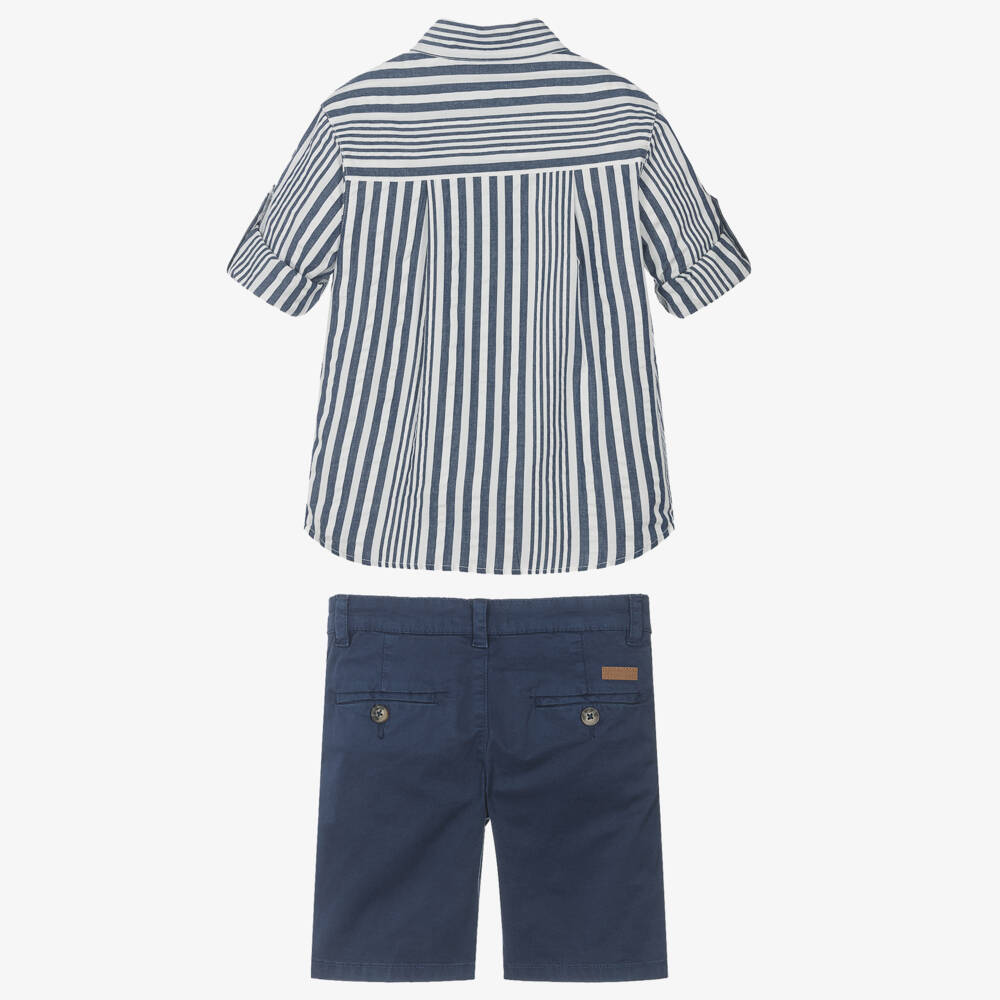 Tutto Piccolo-Boys Navy Stripe Shirt Ensemble | Childrensalon Outlet