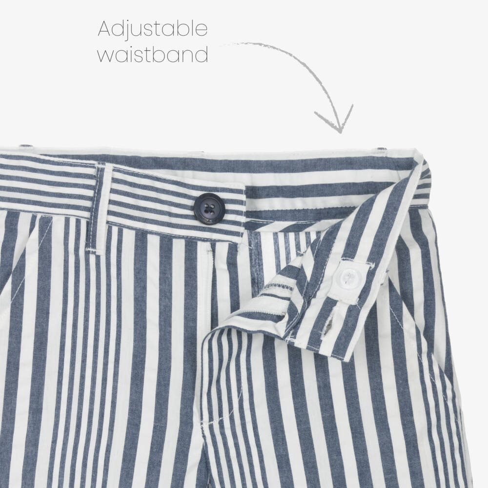Tutto Piccolo-Boys Navy Striped Summer Shorts Ensemble | Childrensalon Outlet
