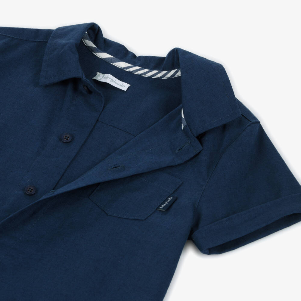 Tutto Piccolo-Boys Navy Striped Summer Shorts Ensemble | Childrensalon Outlet