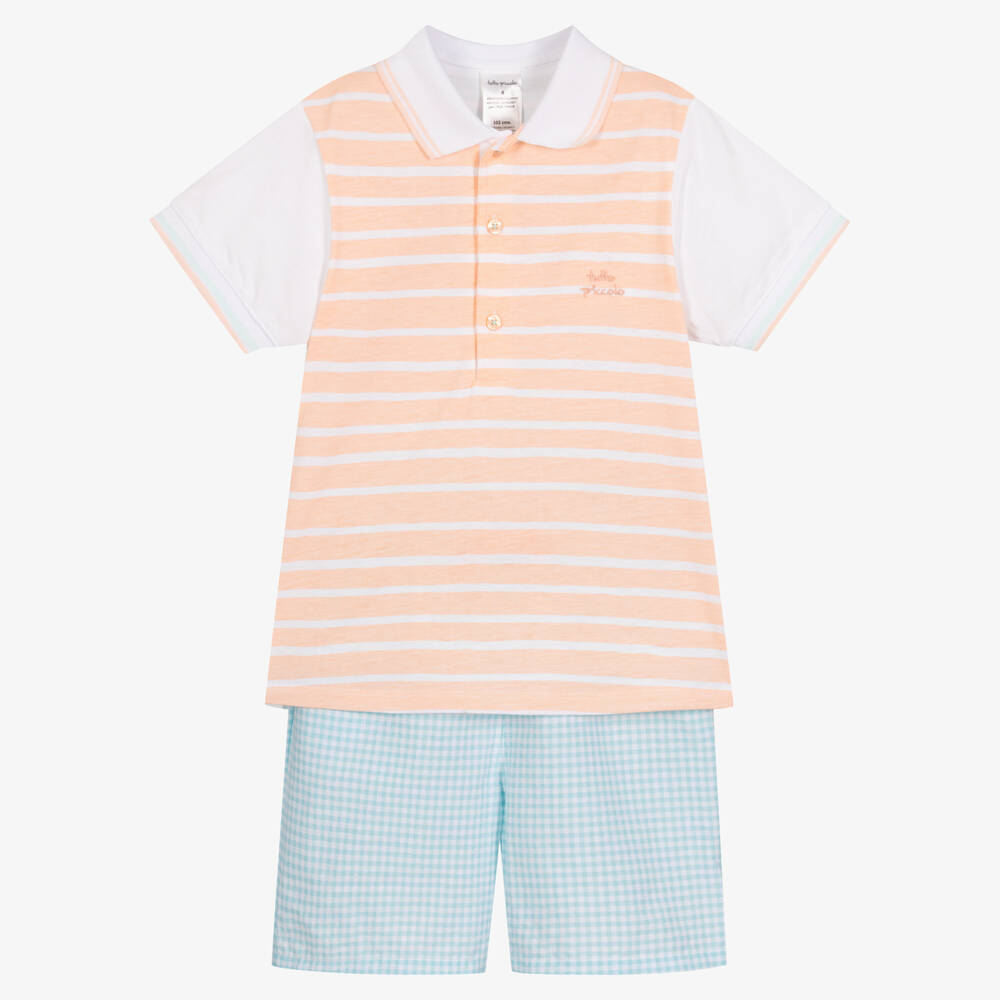 Tutto Piccolo - Ensemble short coton bleu et orange | Childrensalon