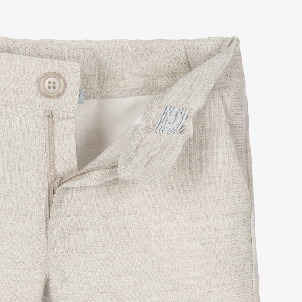 Tutto Piccolo-Boys Pale Beige Cotton & Linen Suit | Childrensalon Outlet