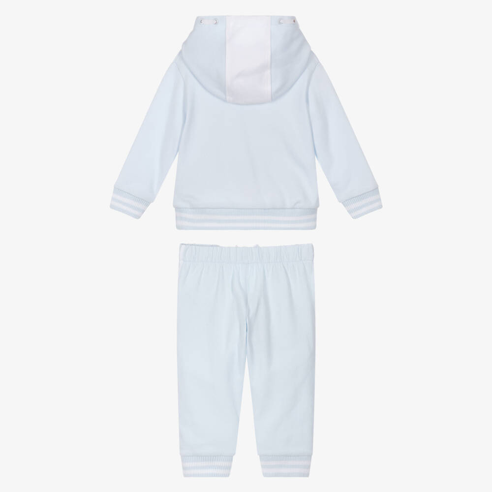 Tutto Piccolo-Boys Pale Blue Cotton Jersey Hooded Tracksuit | Childrensalon Outlet