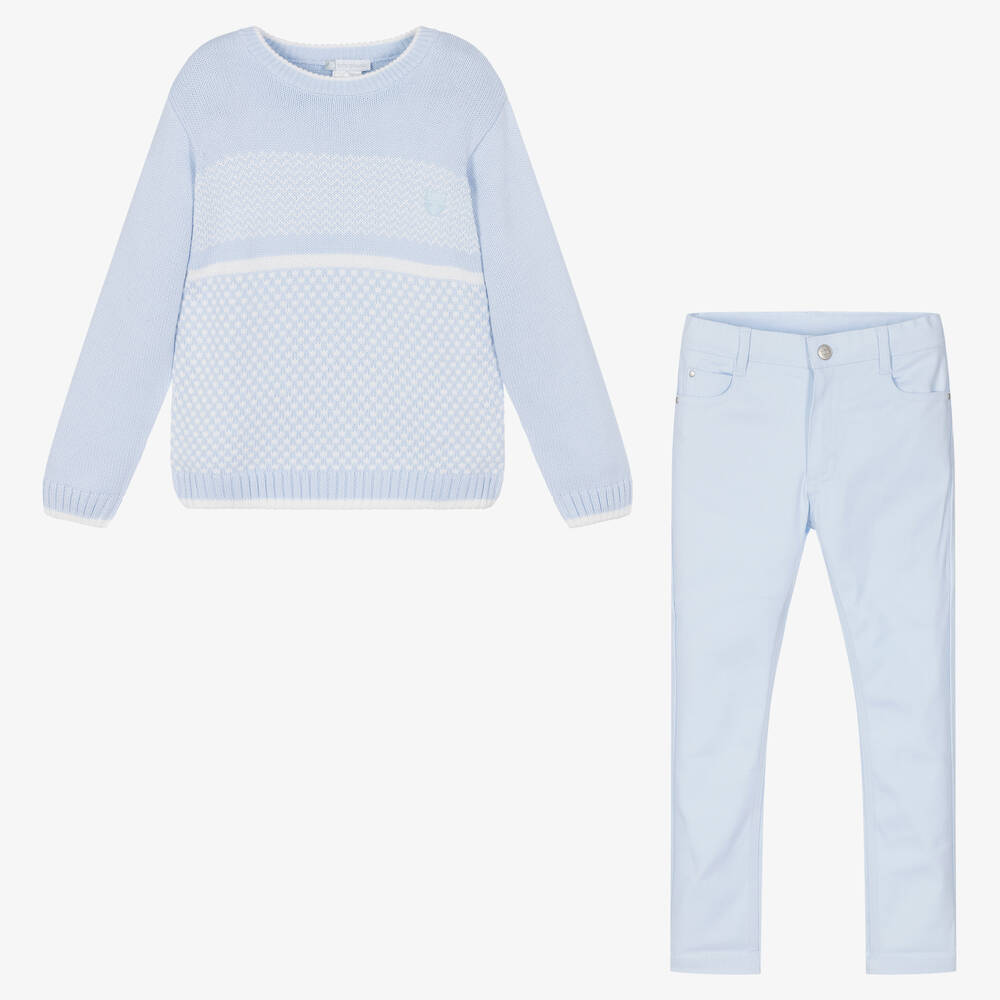 Tutto Piccolo-طقم بنطلون قطن لون أزرق فاتح للأولاد | Childrensalon Outlet