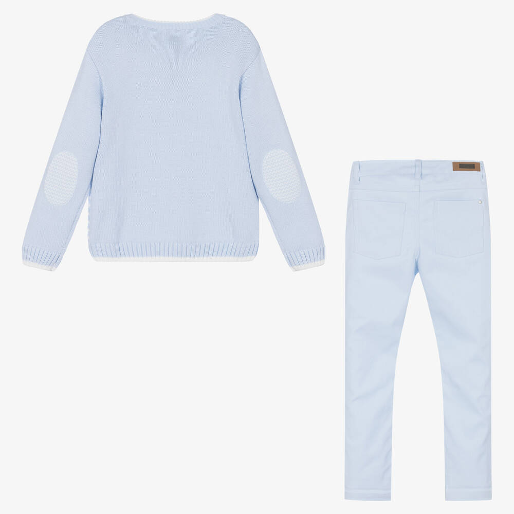 Tutto Piccolo-طقم بنطلون قطن لون أزرق فاتح للأولاد | Childrensalon Outlet