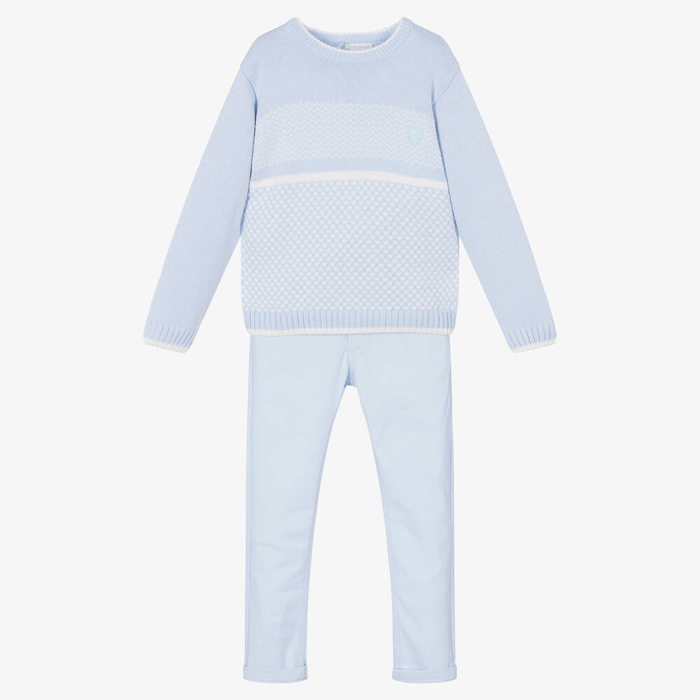 Tutto Piccolo-طقم بنطلون قطن لون أزرق فاتح للأولاد | Childrensalon Outlet