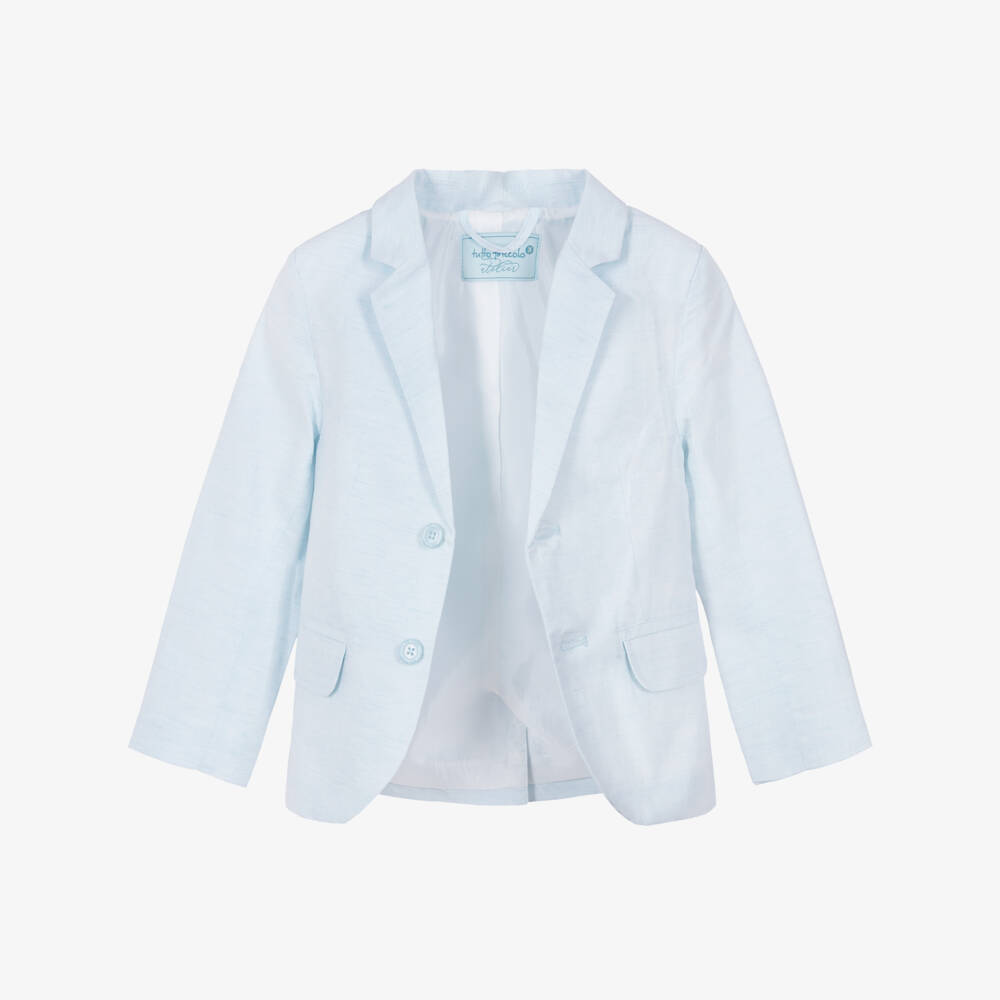 Tutto Piccolo-Boys Pale Blue Linen & Cotton Shorts Suit | Childrensalon Outlet