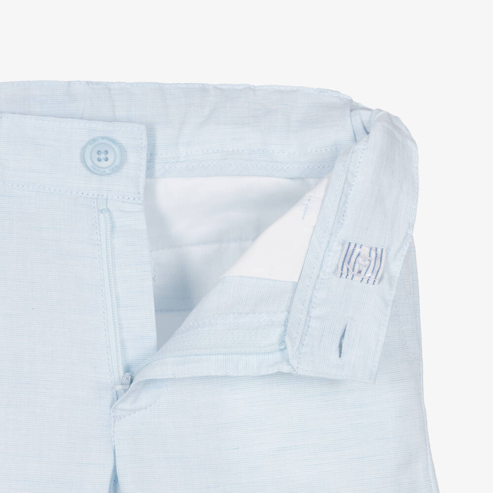 Tutto Piccolo-Boys Pale Blue Linen & Cotton Shorts Suit | Childrensalon Outlet