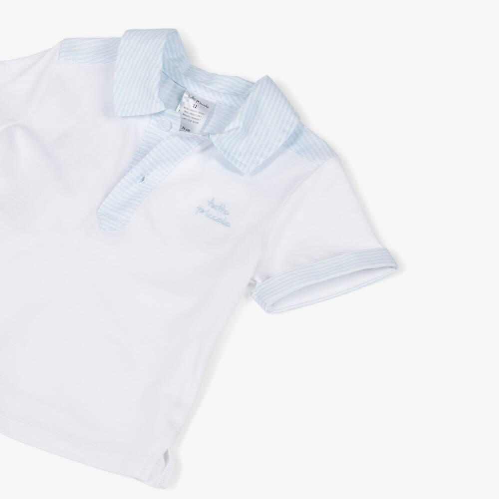 Tutto Piccolo-Boys Pale Blue & White Striped Cotton Shorts Set | Childrensalon Outlet