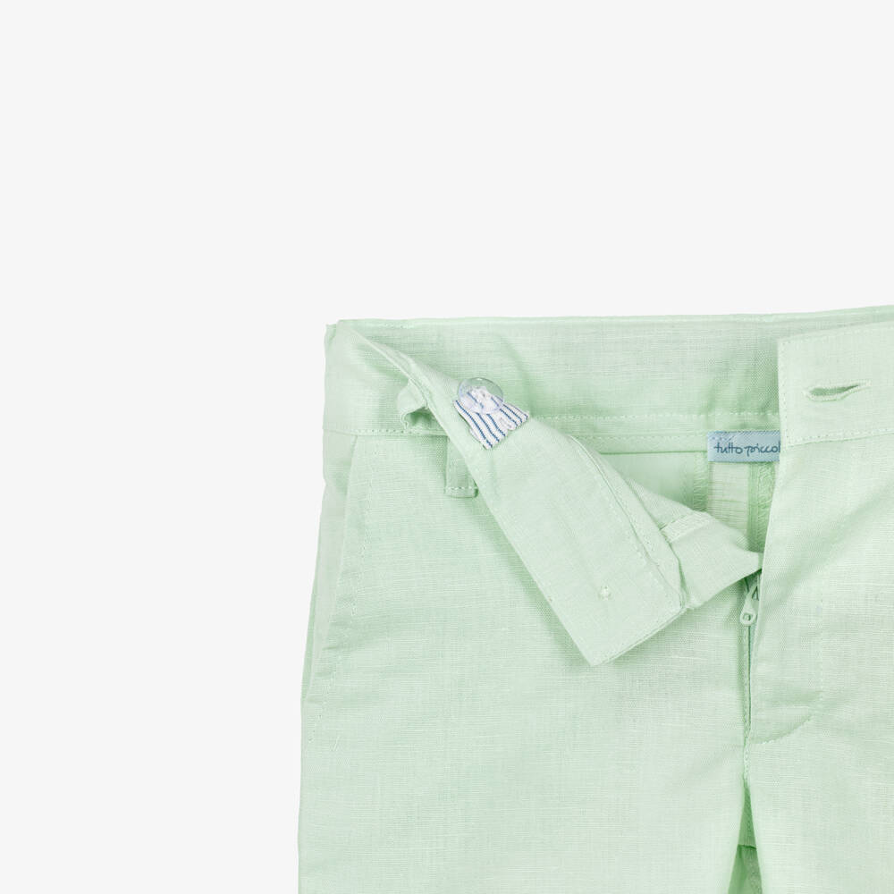 Tutto Piccolo-Boys Pale Green Striped Shirt & Shorts Set | Childrensalon Outlet