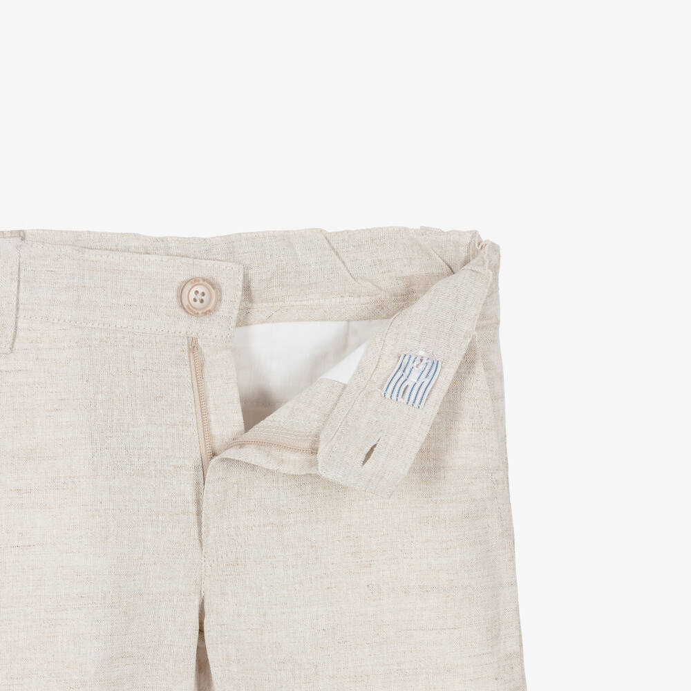 Tutto Piccolo-Boys Pink Stripe Shirt & Beige Shorts Set | Childrensalon Outlet