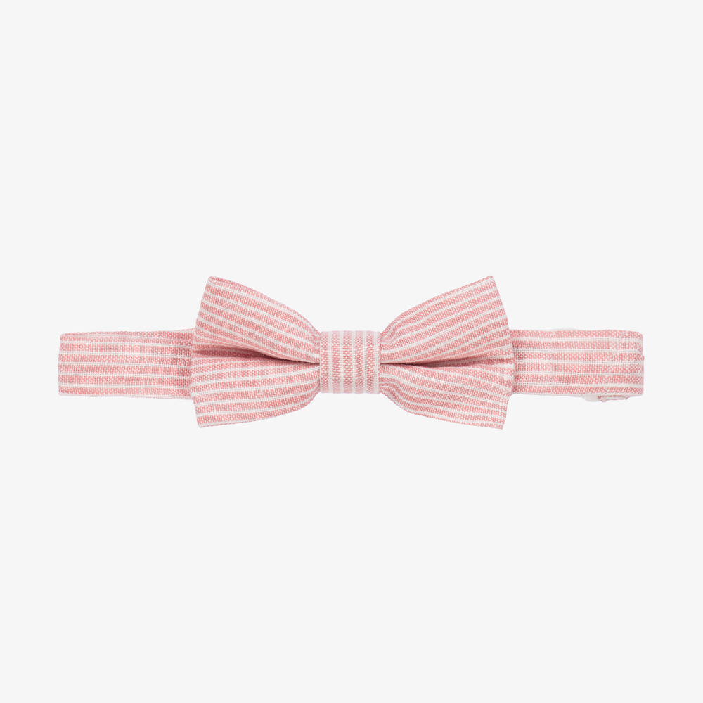 Tutto Piccolo-Boys Pink Striped Linen Bow Tie | Childrensalon Outlet