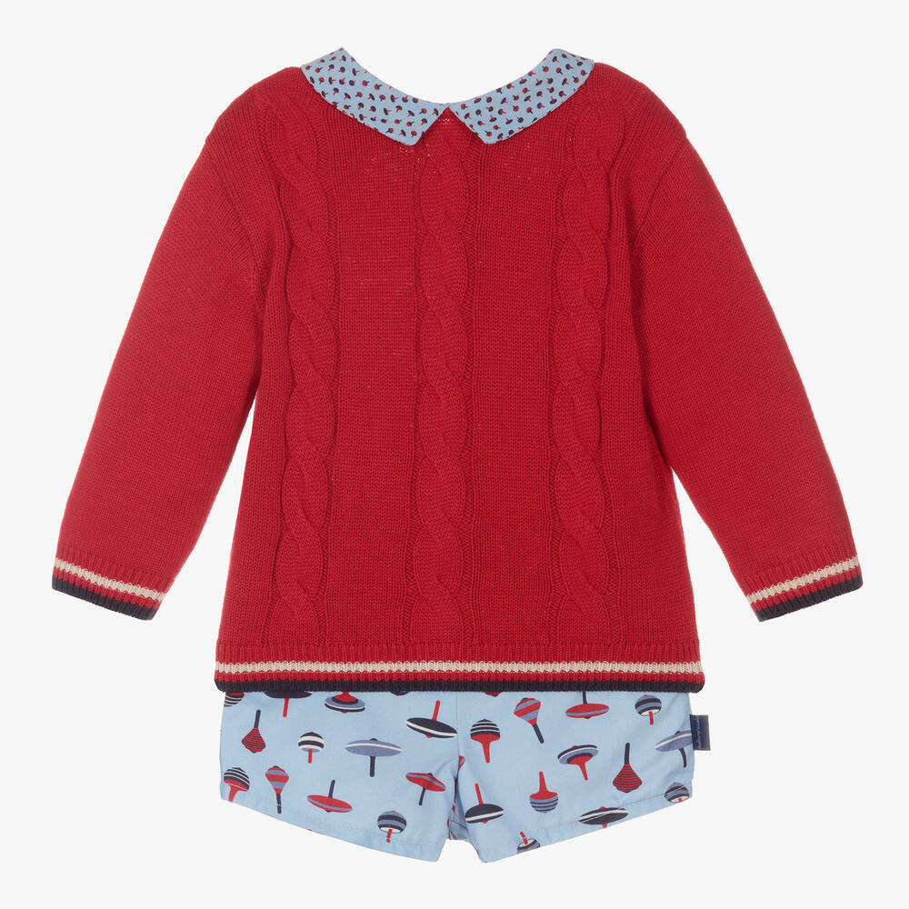 Tutto Piccolo - Красный свитер и голубые шорты для мальчиков | Childrensalon