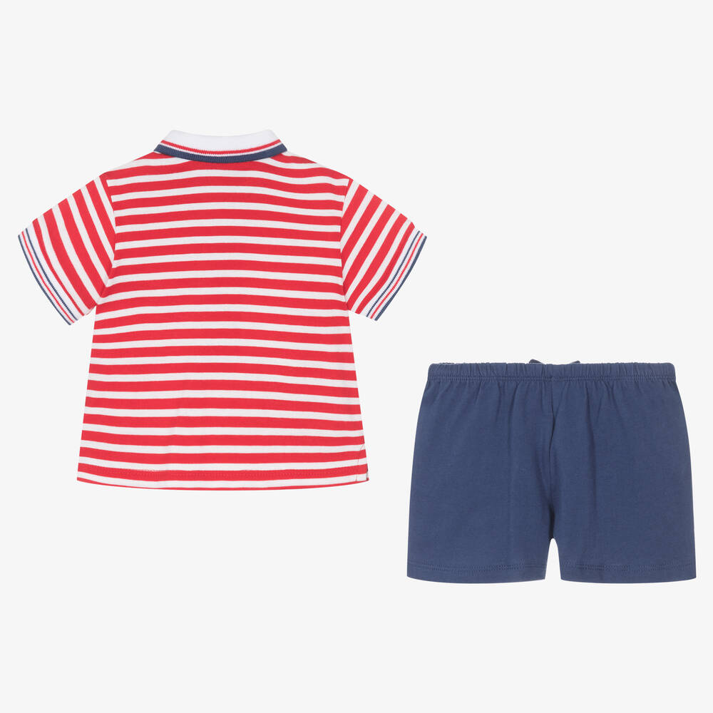 Tutto Piccolo-طقم شورت قطن لون كحلي وأحمر للأولاد | Childrensalon Outlet