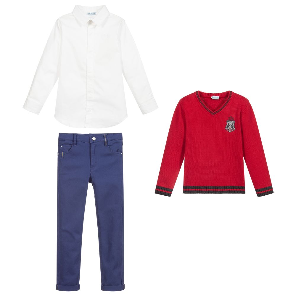 Tutto Piccolo-Boys Red & Blue Trousers Set | Childrensalon Outlet