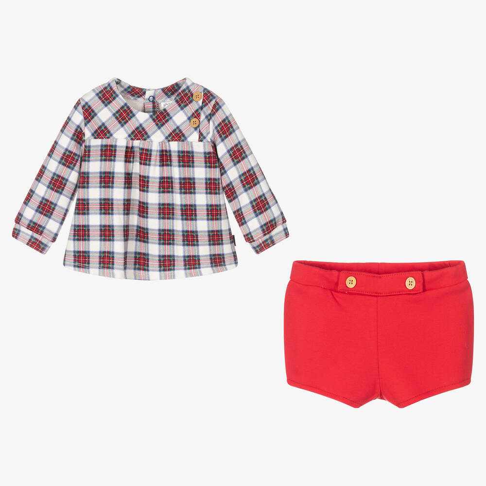 Tutto Piccolo-Boys Red Check Shorts Set | Childrensalon Outlet