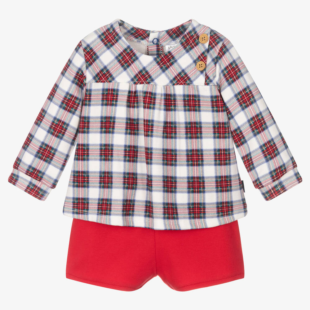 Tutto Piccolo - Boys Red Check Shorts Set | Childrensalon