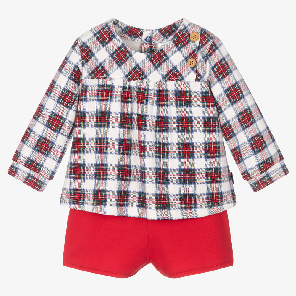 Tutto Piccolo-Boys Red Check Shorts Set | Childrensalon Outlet