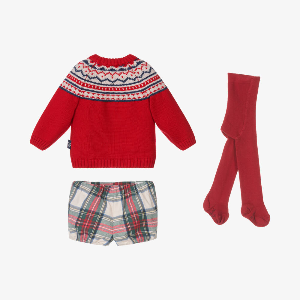 Tutto Piccolo-Boys Red Check Sweater Set | Childrensalon Outlet