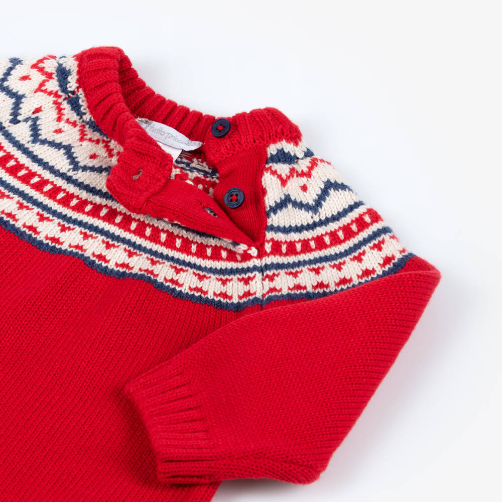 Tutto Piccolo-Boys Red Check Sweater Set | Childrensalon Outlet