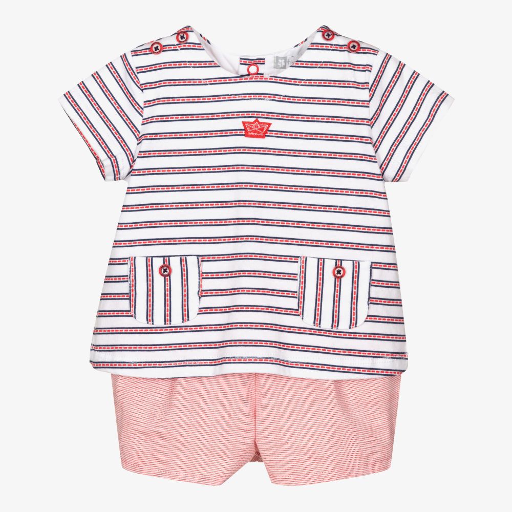 Tutto Piccolo-Boys Red Cotton Shorts Set | Childrensalon Outlet