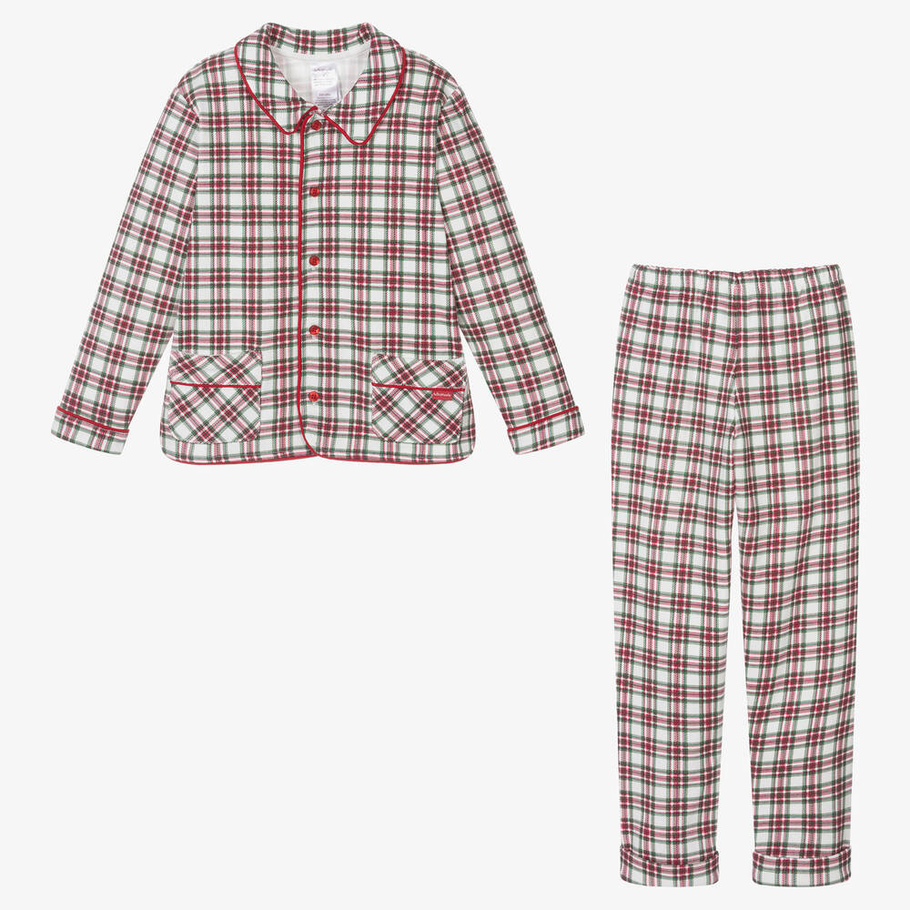 Tutto Piccolo-Boys Red & Green Check Cotton Pyjamas | Childrensalon Outlet