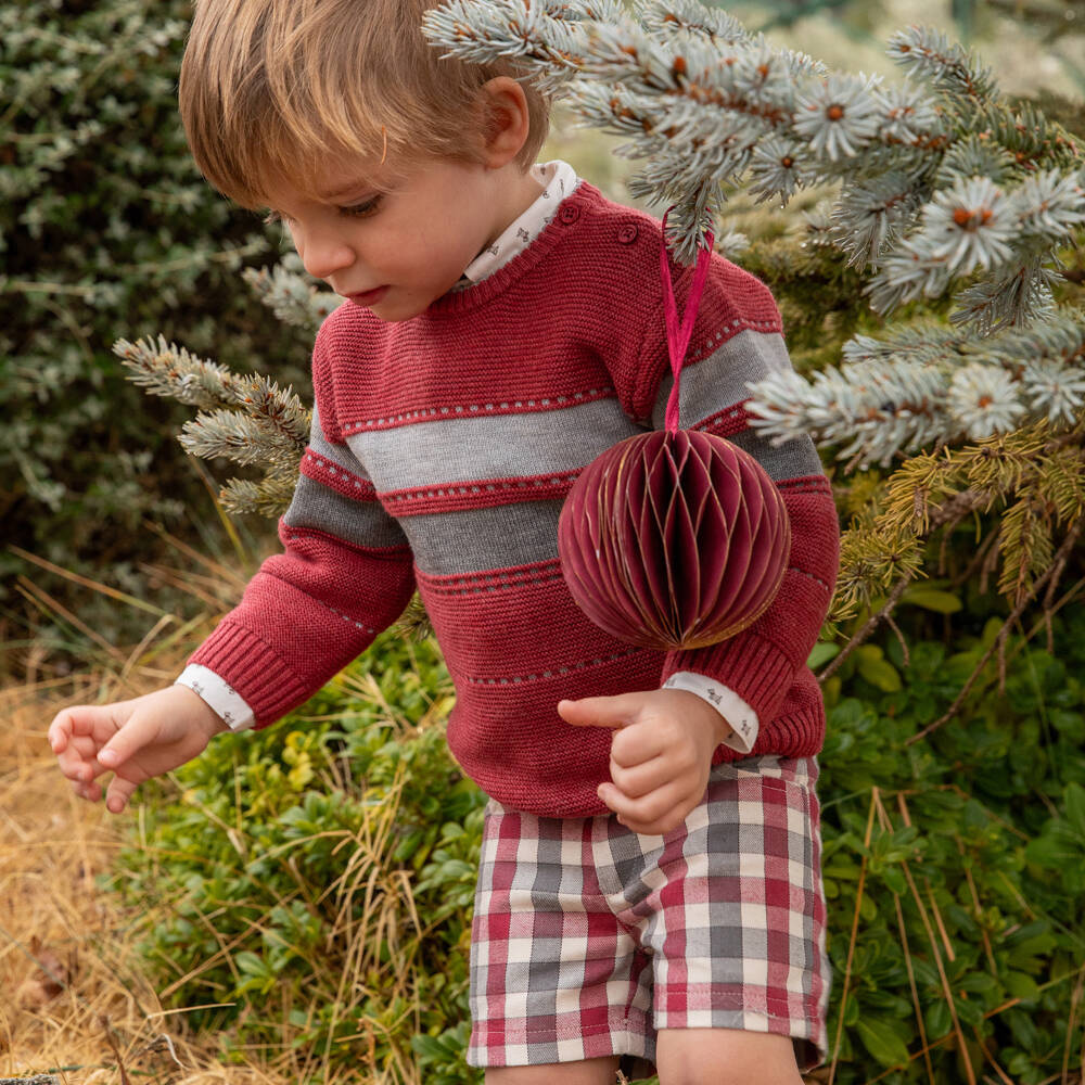 Tutto Piccolo-Boys Red Knit and Shorts Ensemble | Childrensalon Outlet