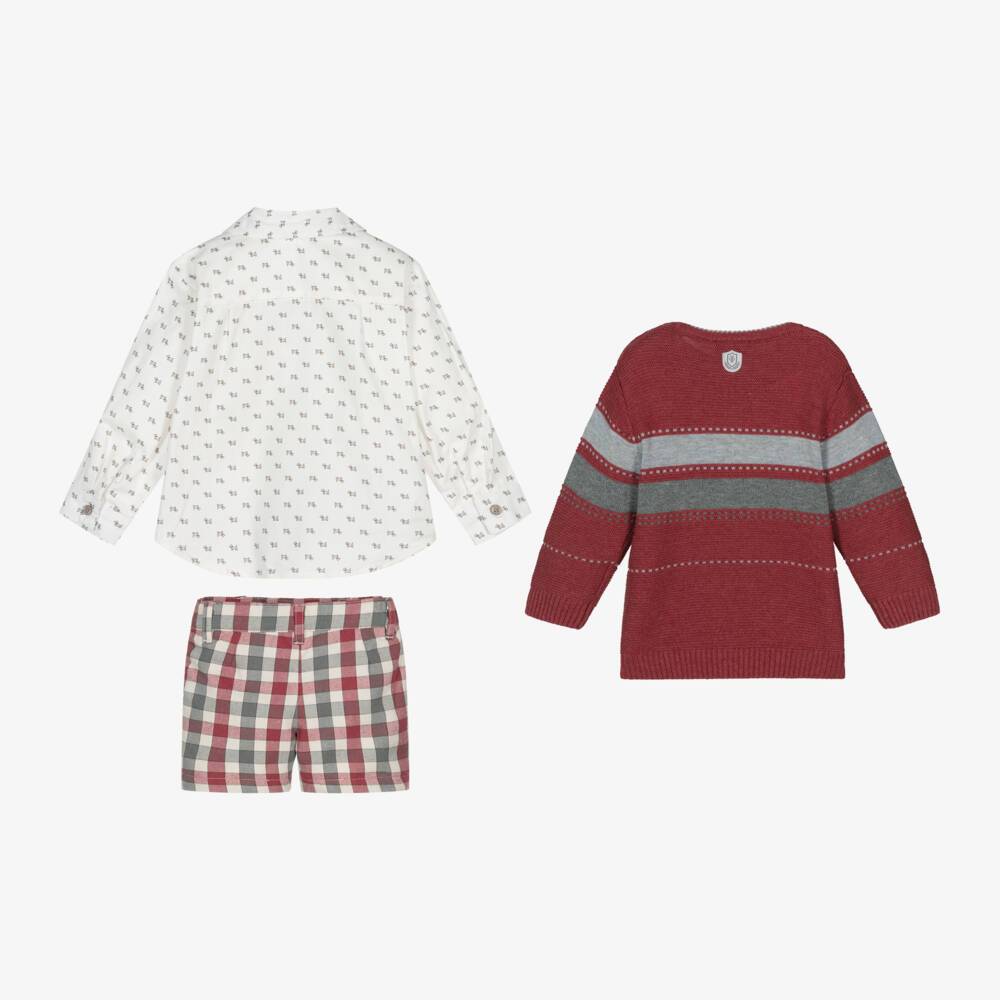 Tutto Piccolo-Boys Red Knit and Shorts Ensemble | Childrensalon Outlet