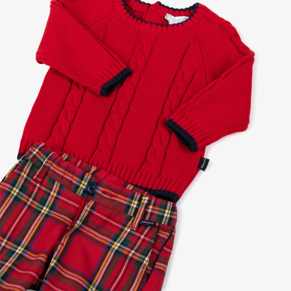 Tutto Piccolo-Красный вязаный комплект для мальчиков | Childrensalon Outlet