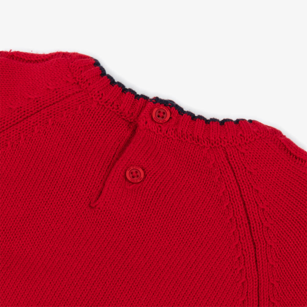Tutto Piccolo-Boys Red Sweater & Tartan Shorts Set | Childrensalon Outlet