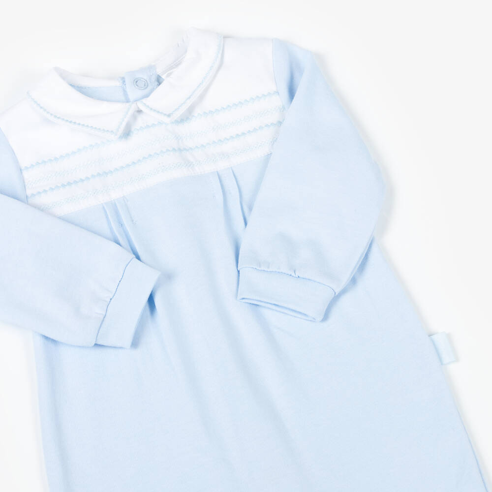 Tutto Piccolo-Boys' Soft Blue Cotton Sleepsuit | Childrensalon Outlet