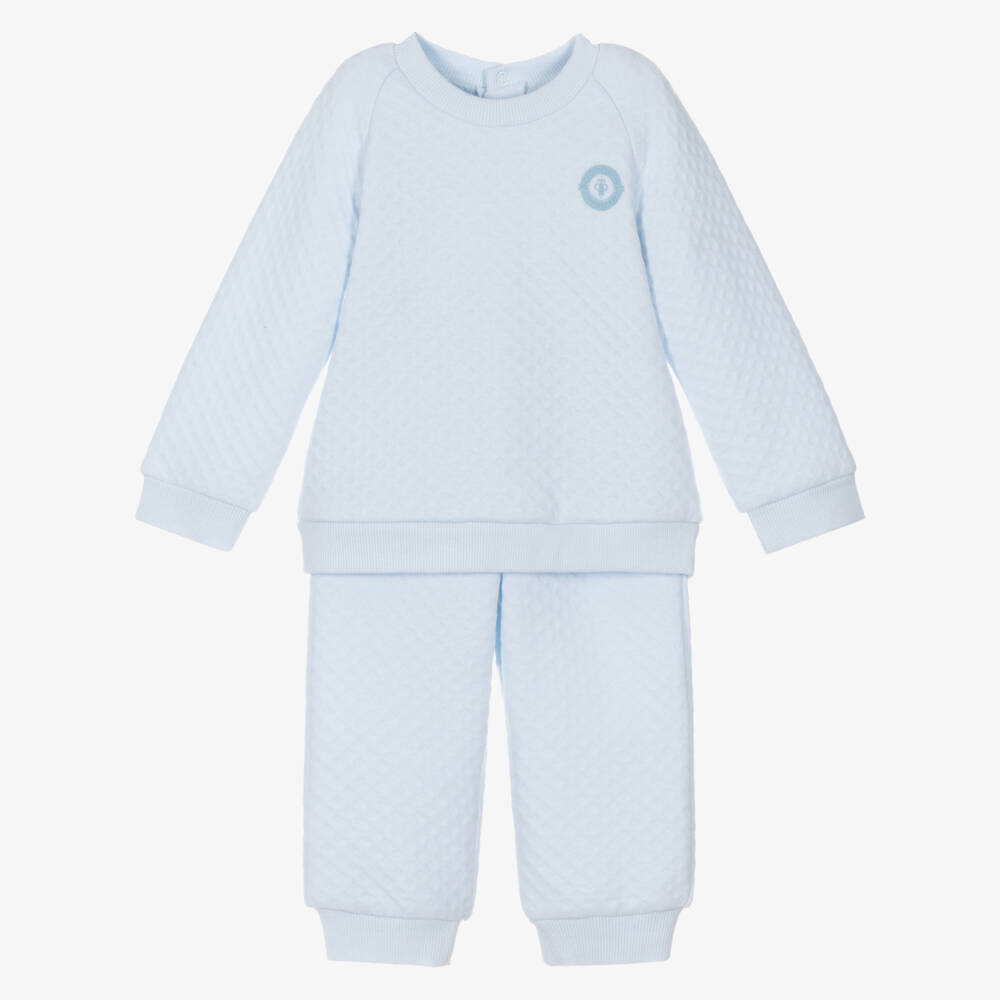 Tutto Piccolo-Мягкий стеганый спортивный костюм для мальчиков голубого цвета | Childrensalon Outlet