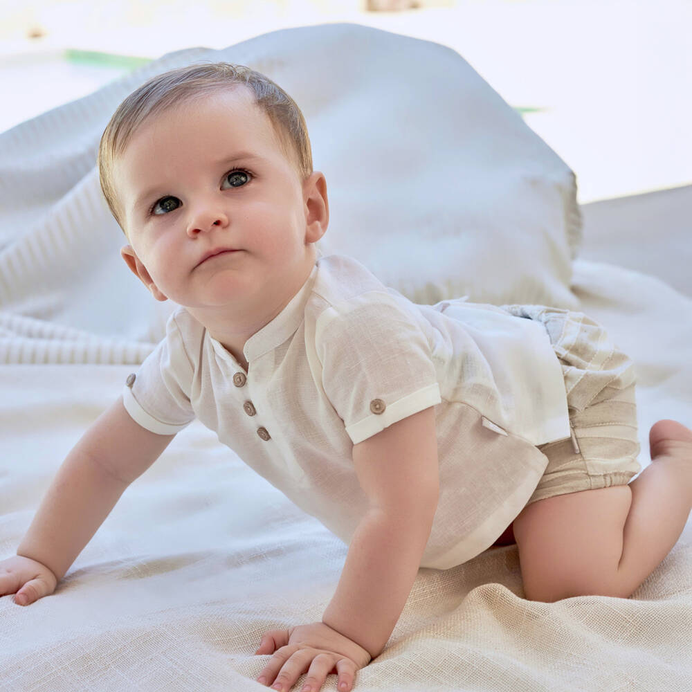 Tutto Piccolo-Boys Striped Linen & Cotton Set | Childrensalon Outlet