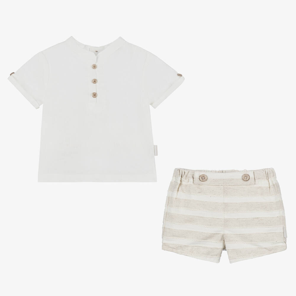 Tutto Piccolo-Boys Striped Linen & Cotton Set | Childrensalon Outlet
