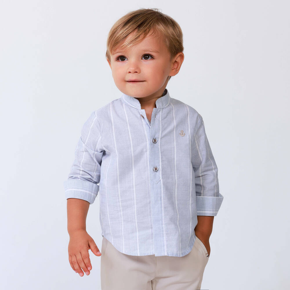 Tutto Piccolo-Boys Striped Shirt & Beige Trousers Duo | Childrensalon Outlet