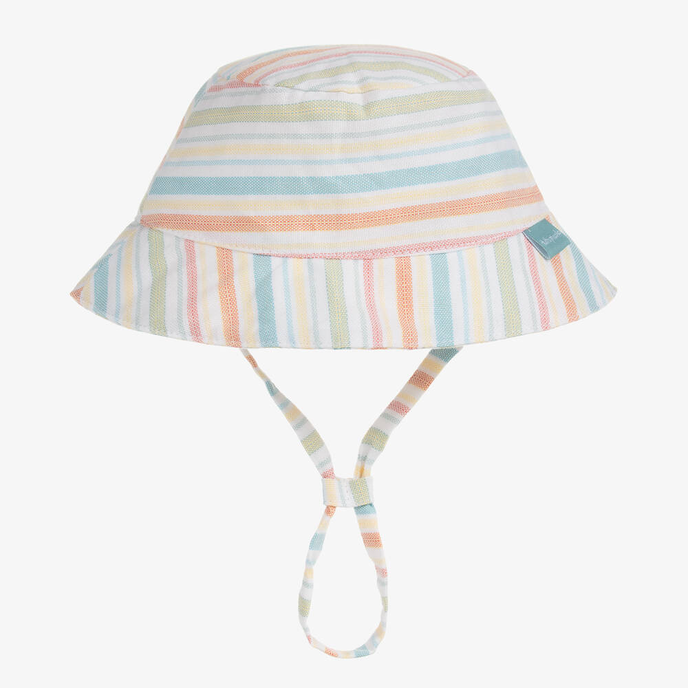 Tutto Piccolo - Boys Stripy Oxford Cotton Sun Hat | Childrensalon