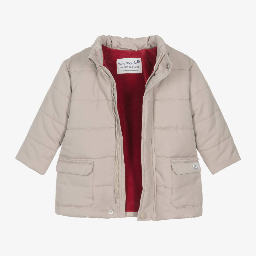 Tutto Piccolo-Boys Taupe Quilted Jacket | Childrensalon Outlet