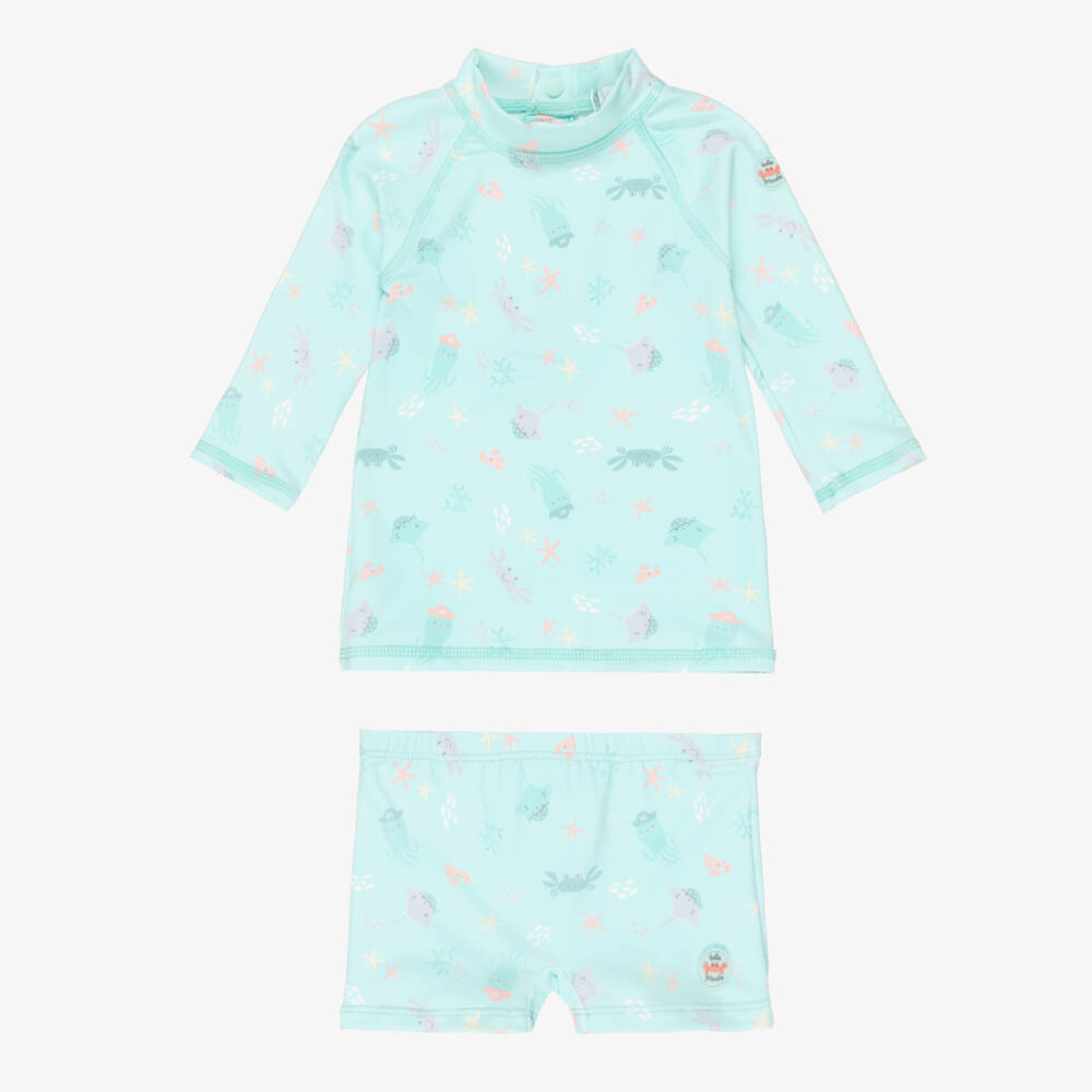 Tutto Piccolo-Boys Turquoise Green Sea Creature Swim Set | Childrensalon Outlet