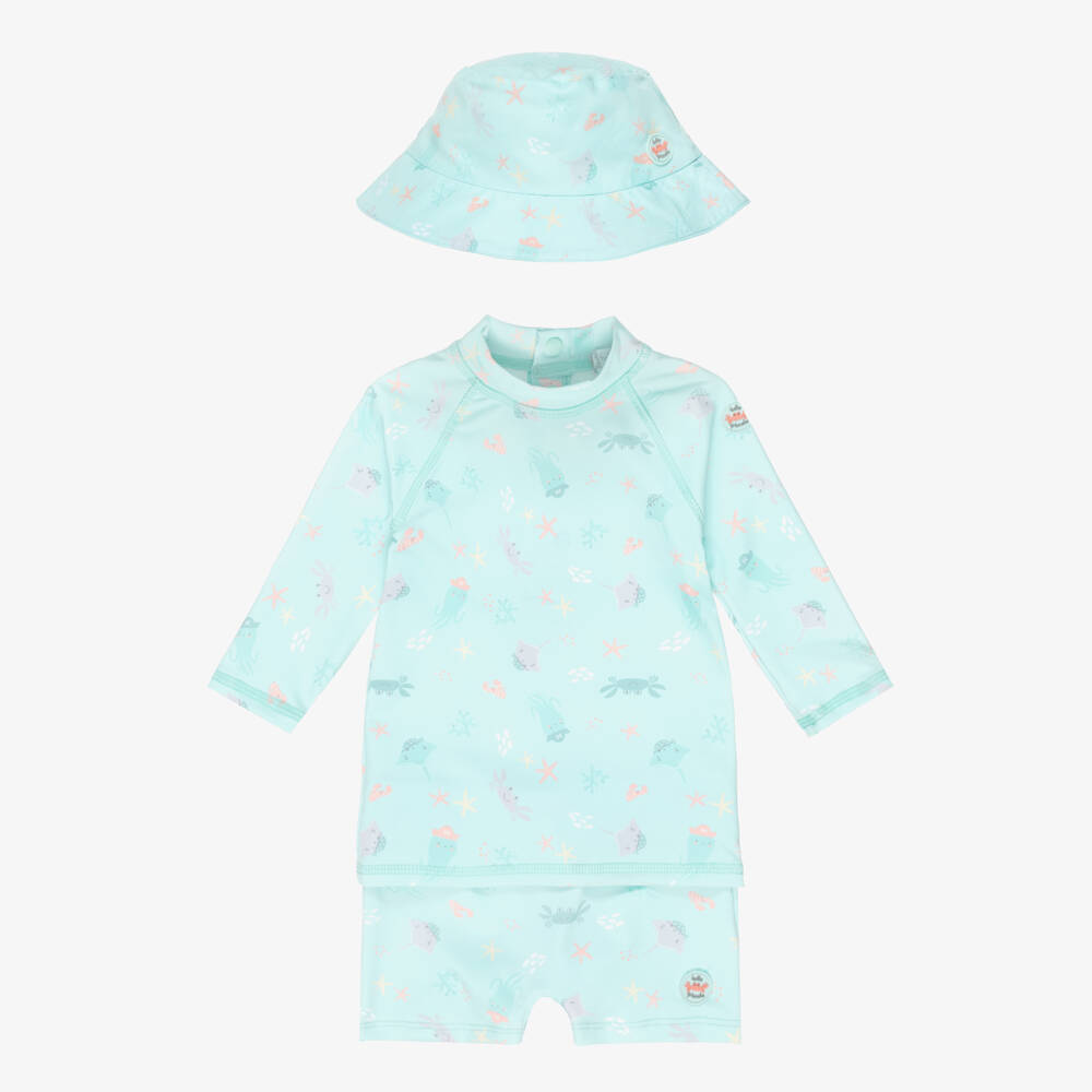 Tutto Piccolo-Boys Turquoise Green Sea Creature Swim Set | Childrensalon Outlet