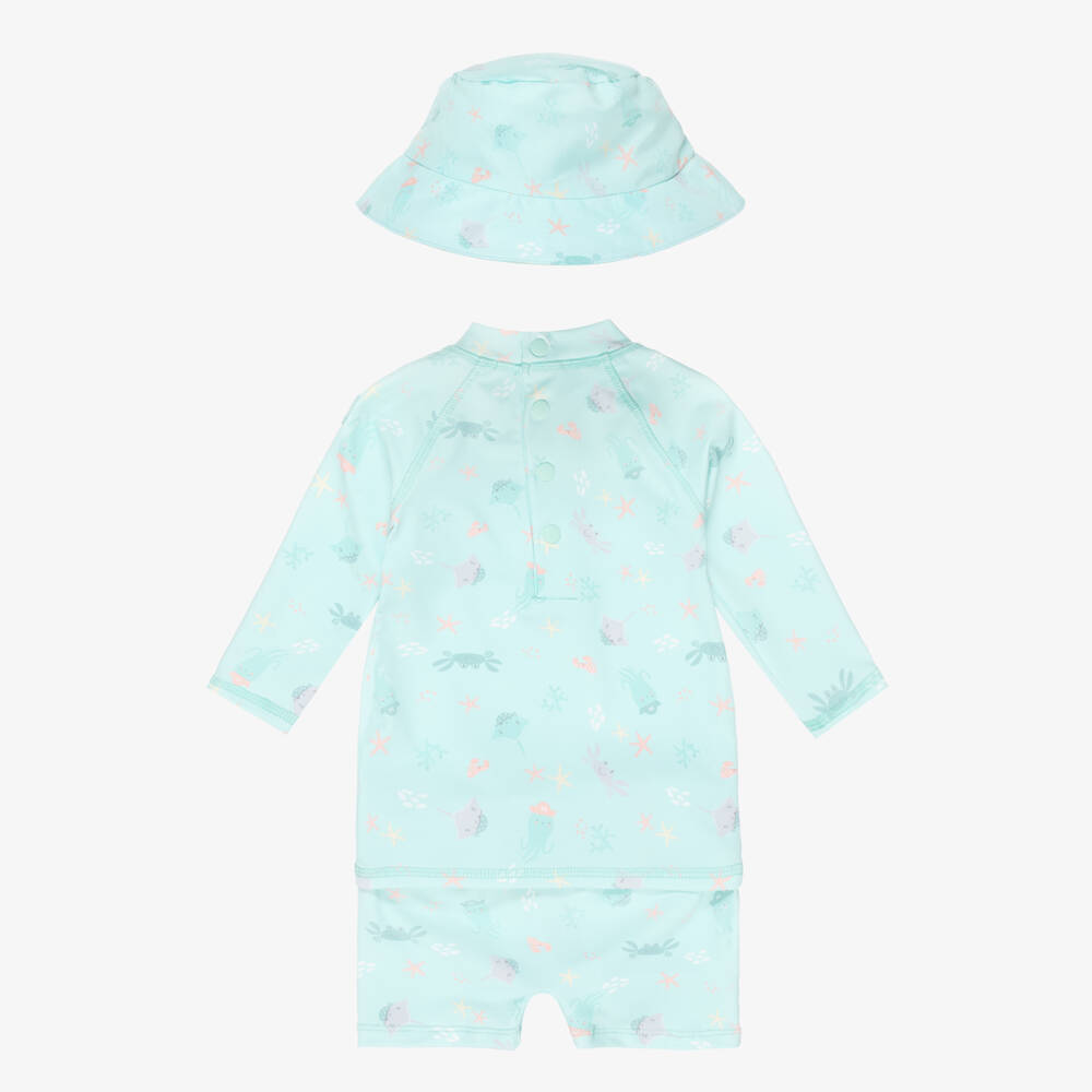 Tutto Piccolo-Boys Turquoise Green Sea Creature Swim Set | Childrensalon Outlet